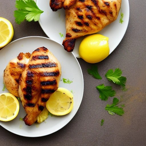 Lemon garlic grilled chicken breasts with parsley