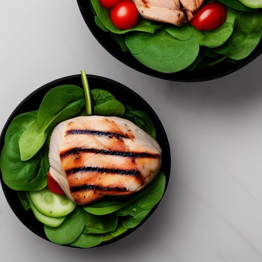 Lean grilled chicken breast served with a fresh green salad