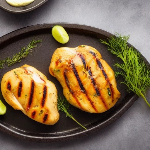 Grilled chicken breasts topped with melting herb butter