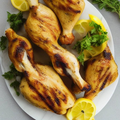 Lemon herb grilled chicken drumsticks with fresh parsley