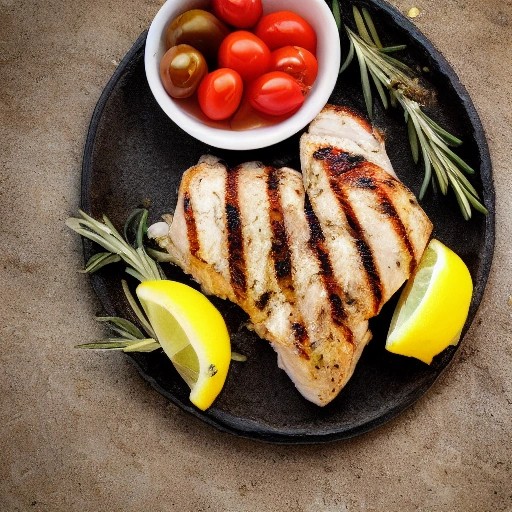 Healthy Mediterranean grilled chicken seasoned with olive oil and herbs.