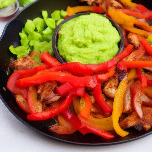 Sizzling grilled chicken fajitas with peppers and onions