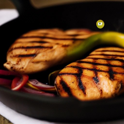 One-pan grilled chicken and colorful vegetables in a cast-iron skillet