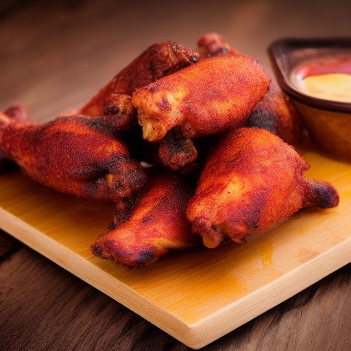 Smoked dry-rub chicken wings next to barbecue sauce