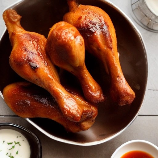 Creamy Alabama white sauce drizzled on smoked chicken drumsticks.