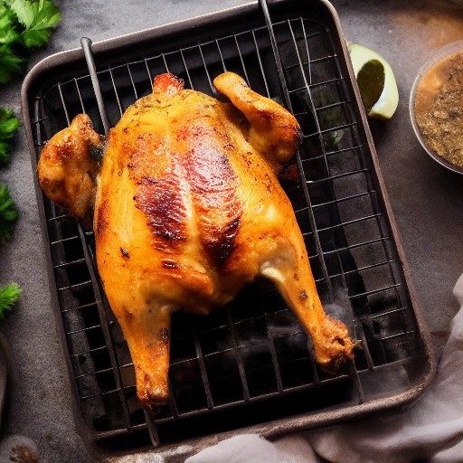 Argentinian chimichurri spatchcock chicken searing over an open fire