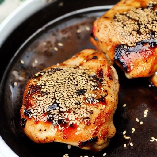 Asian Sesame Ginger Grilled Chicken Thighs close up