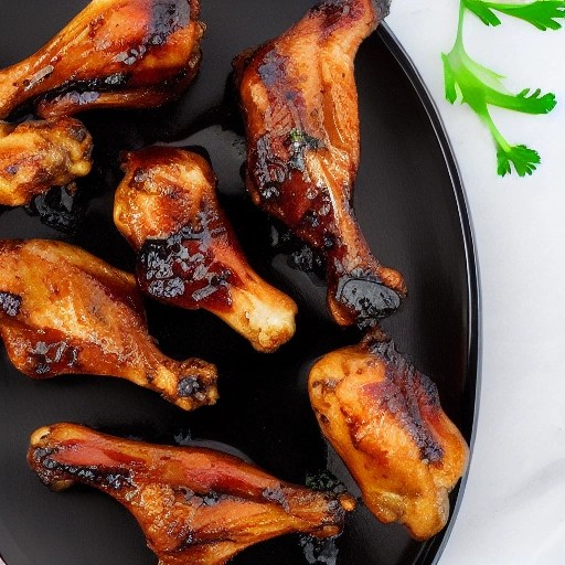 Dark and sticky balsamic glazed grilled chicken wings.