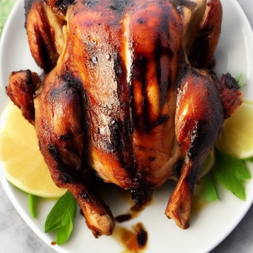 Brown Sugar Bourbon Glazed Whole Grilled Chicken close up