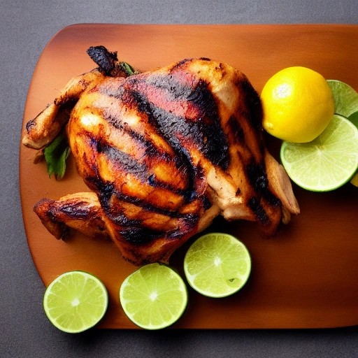 Cuban mojo citrus marinated whole chicken with grilled limes