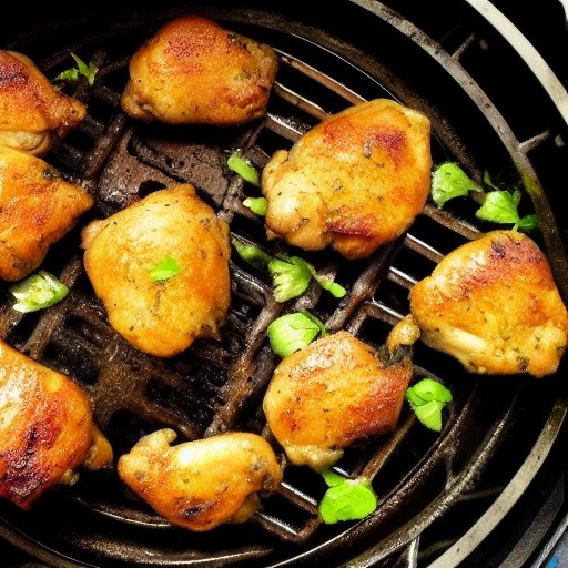 Garlic Butter Grilled Chicken Thighs on Gas Grill grates