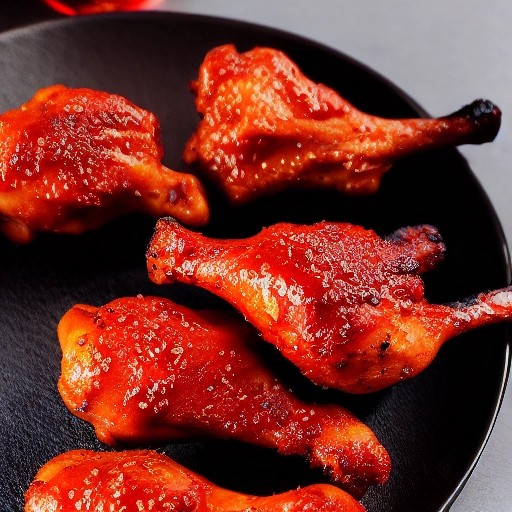 Glossy Korean BBQ grilled chicken drumsticks with gochujang paste.