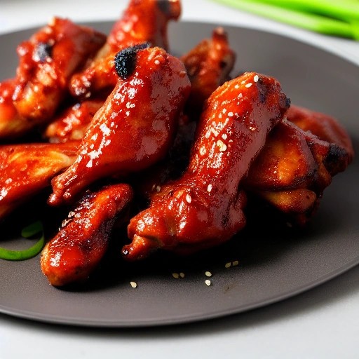 Glossy Korean spicy grilled chicken wings with gochujang.
