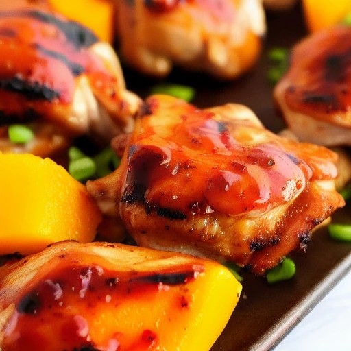 Mango Habanero Grilled Chicken Thighs tropical style
