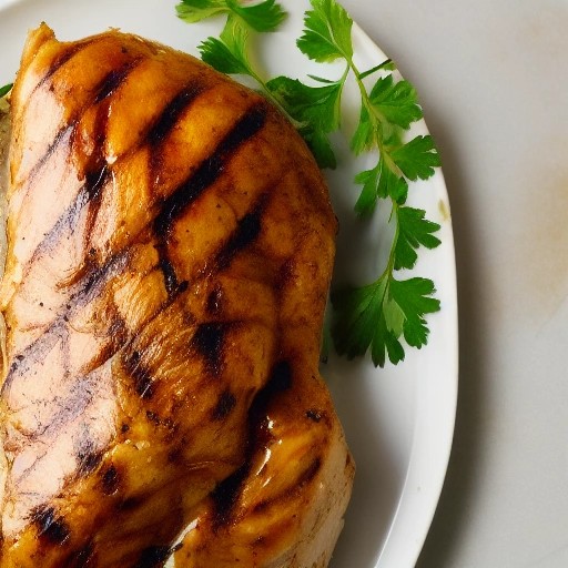 Grilled chicken breast with a sweet maple mustard glaze.
