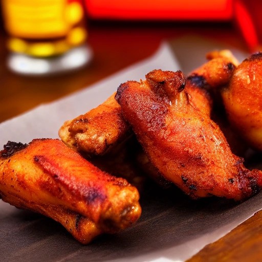 Spicy Nashville hot style grilled chicken wings.