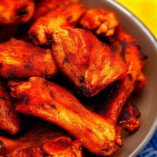 Old Bay marinated grilled chicken wings with heavy char.