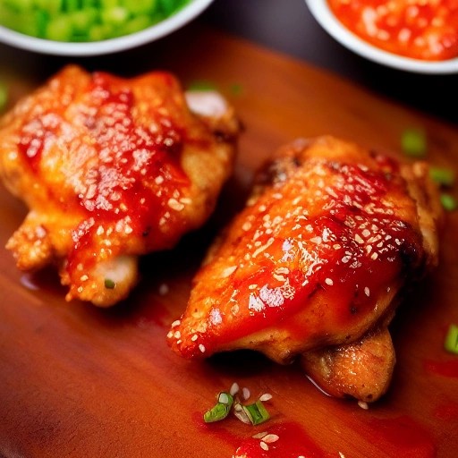 Glossy sweet chili grilled chicken thighs.