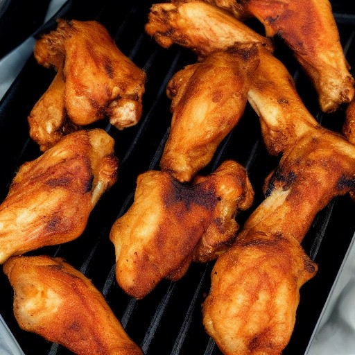 Deep golden brown ultimately crispy grilled chicken wings.